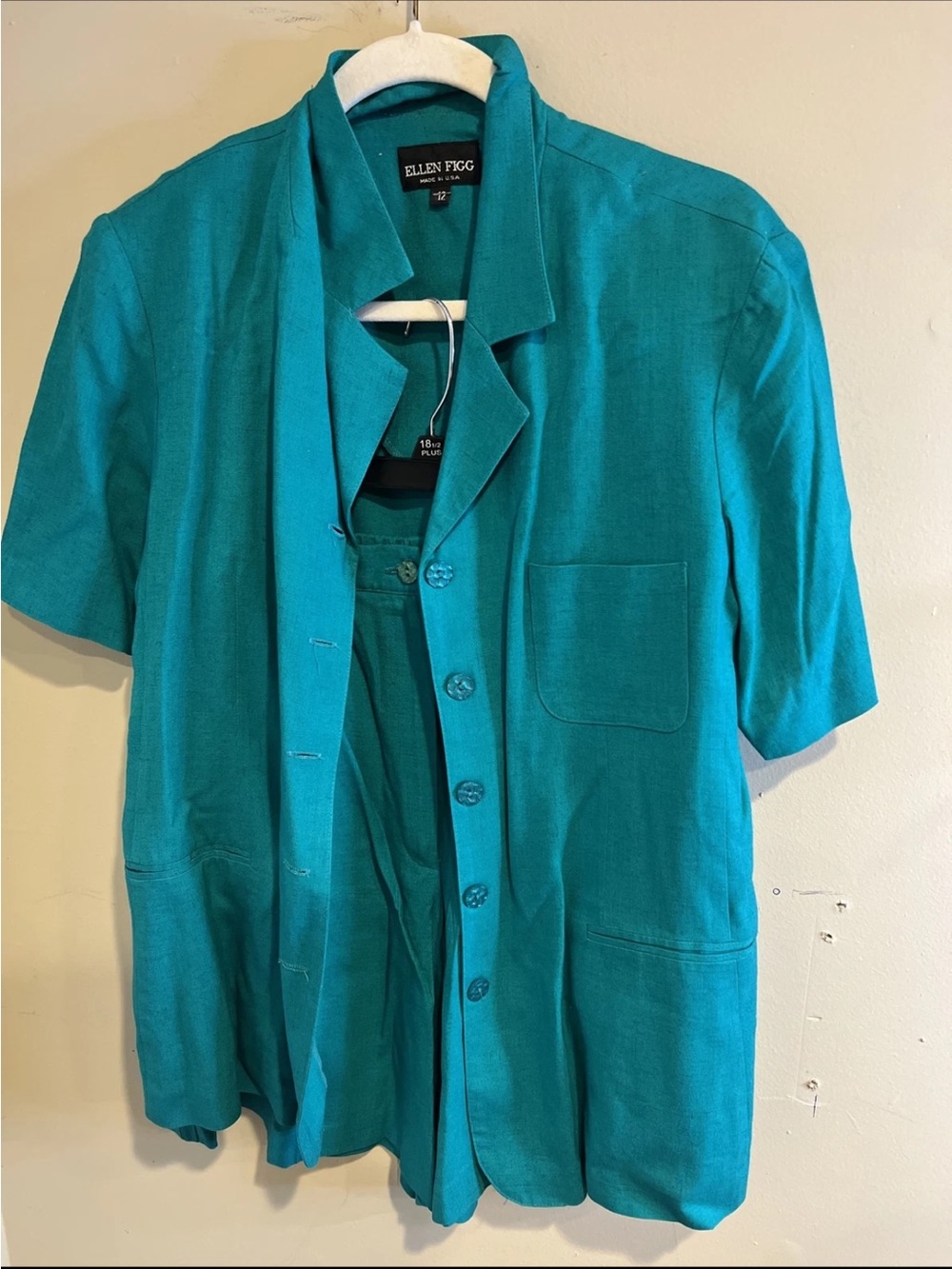 ELLEN FIGG - 2 PC JADE SHORTS & BUTTON DOWN SHIRT SET SIZE 12